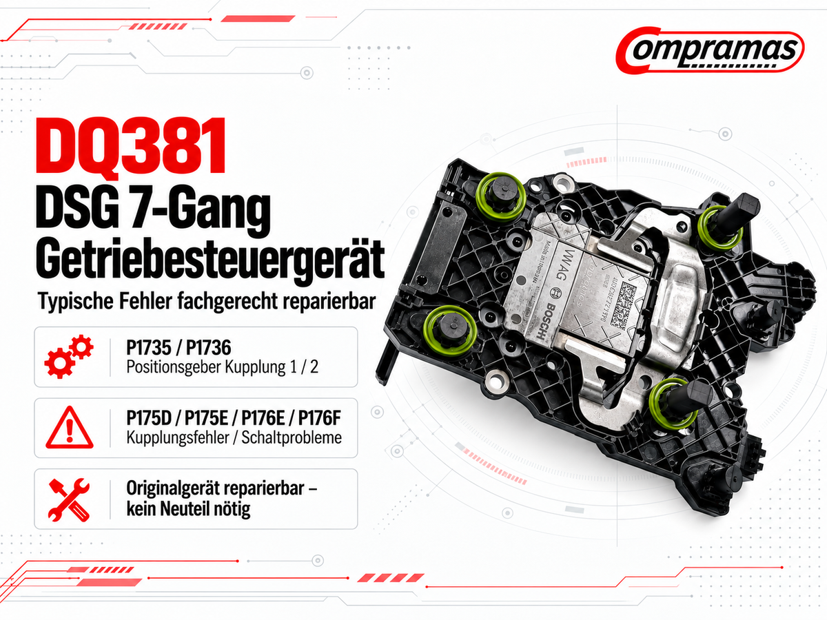 DQ381 Getriebesteuergerät defekt – Reparatur bei P1735, P1736, P175D, P175E, P176E und P176F