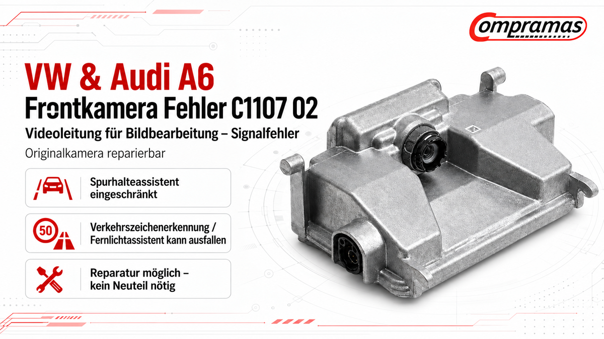 VW & Audi A6 Frontkamera Fehler C1107 02 – Videoleitung für Bildbearbeitung Signalfehler